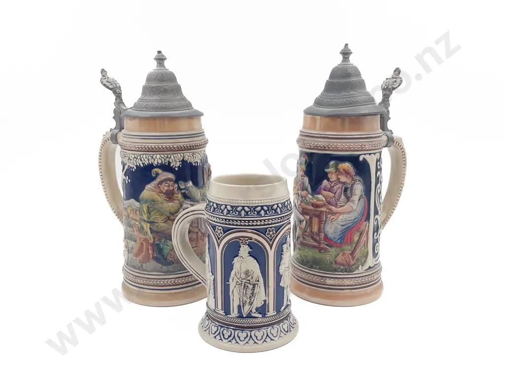Two Beer Steins and Smaller Tankard Image 1++