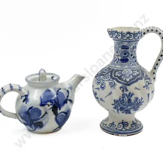 Blue and White Jug and Tea Pot together with Two Others