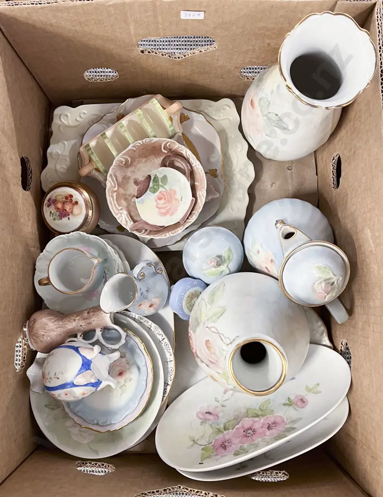 Box of Assorted Hand Painted Fancy China Image 1++