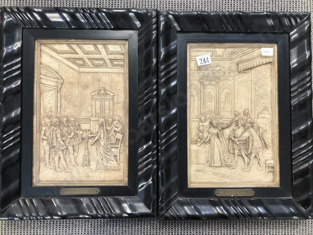 Pair of Framed Relief Moulded Wall Hangings Image 1++