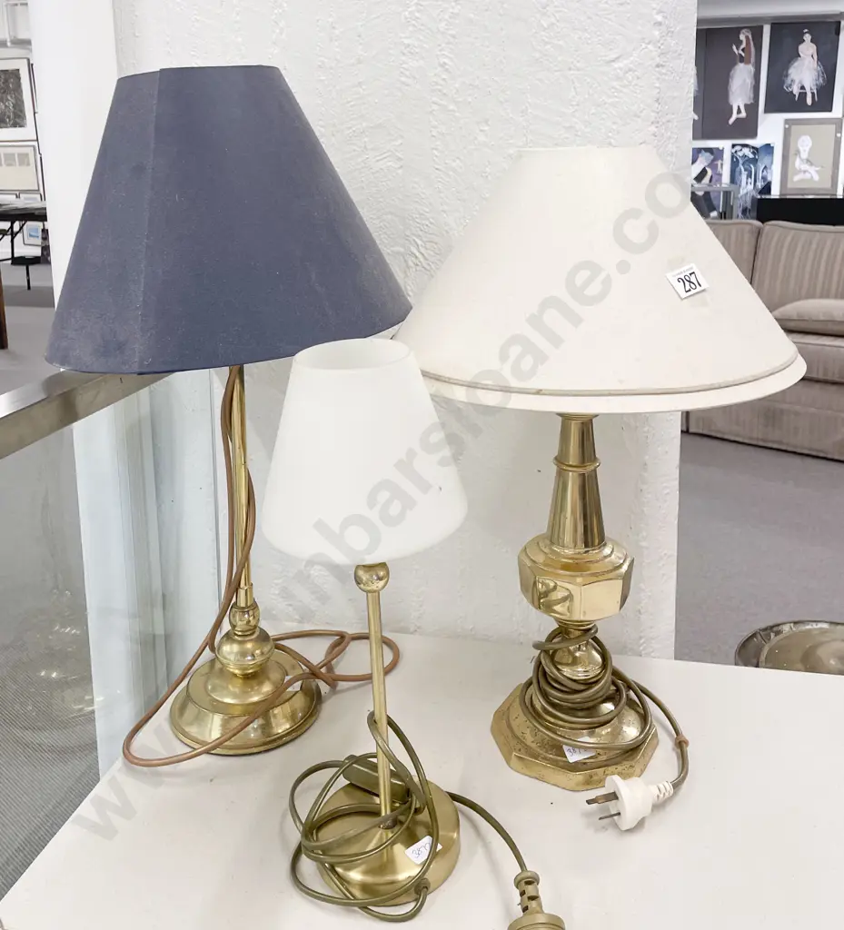 Three Assorted Brass Table Lamps Image 1++