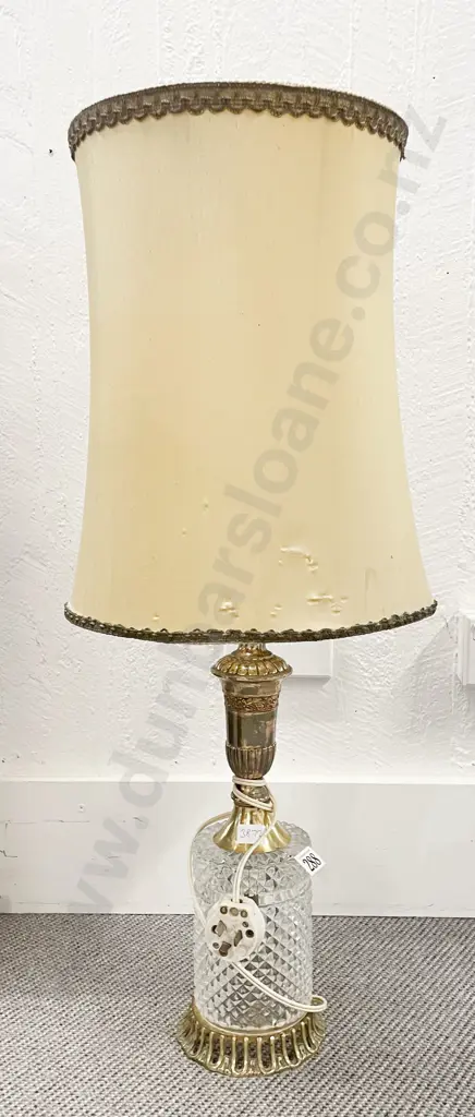 Brass and Cut Glass Table Lamp Image 1++