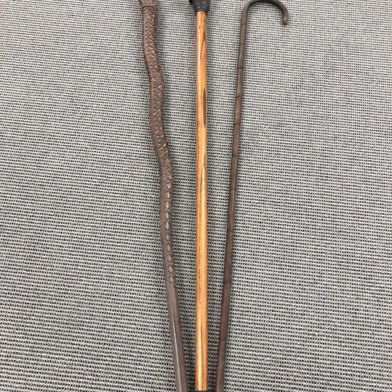 Three Assorted Walking Sticks together with Folding Picnic Chair