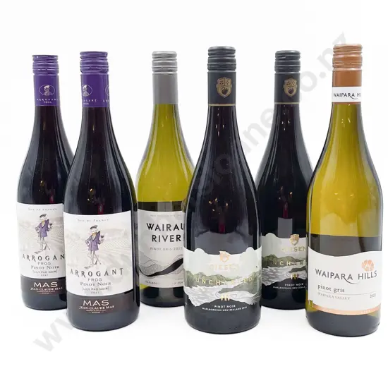 Four Assorted Red Wines with Two NZ Pinot Gris