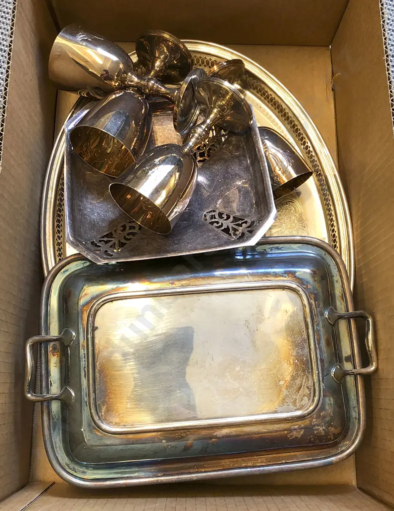 Box of Assorted Silver Plate Image 1++