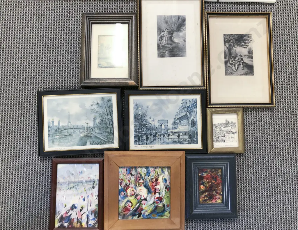 Box of Assorted Framed Works Image 1++