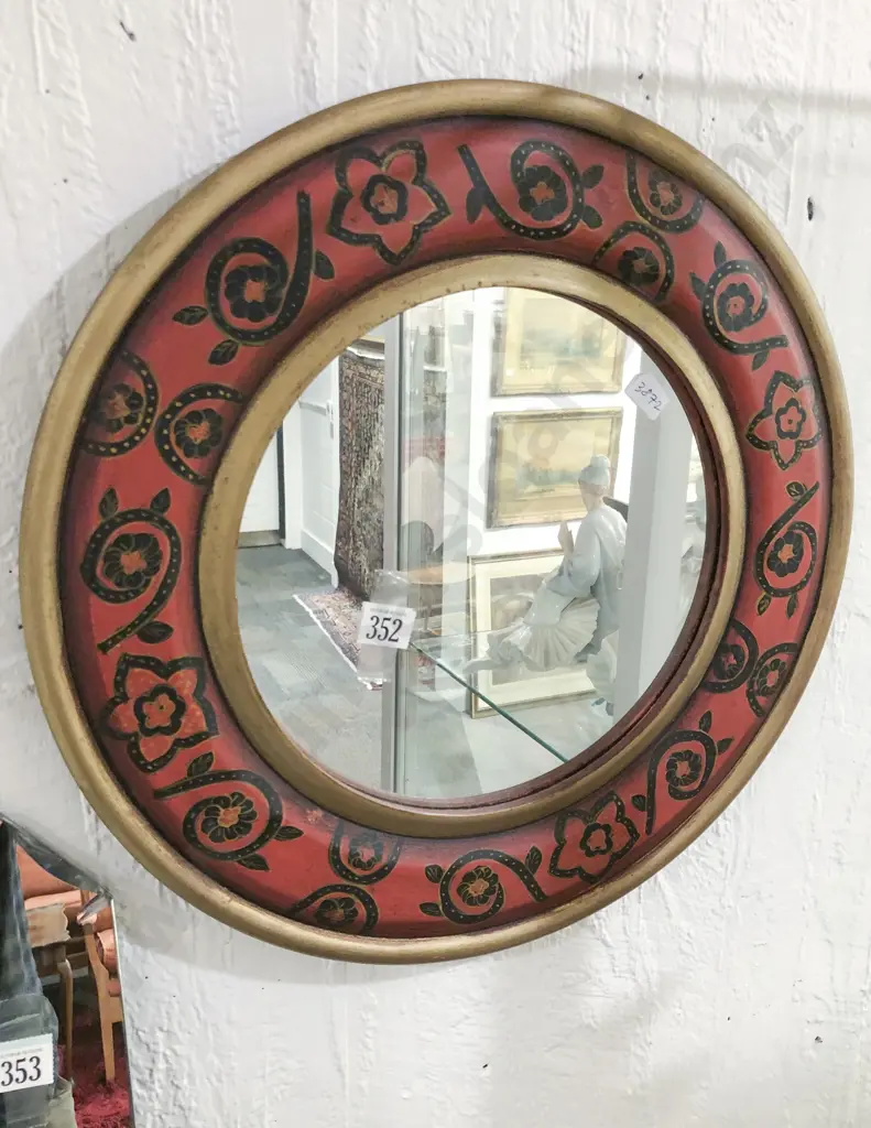 Hand Painted Circular Wall Mirror Image 1++