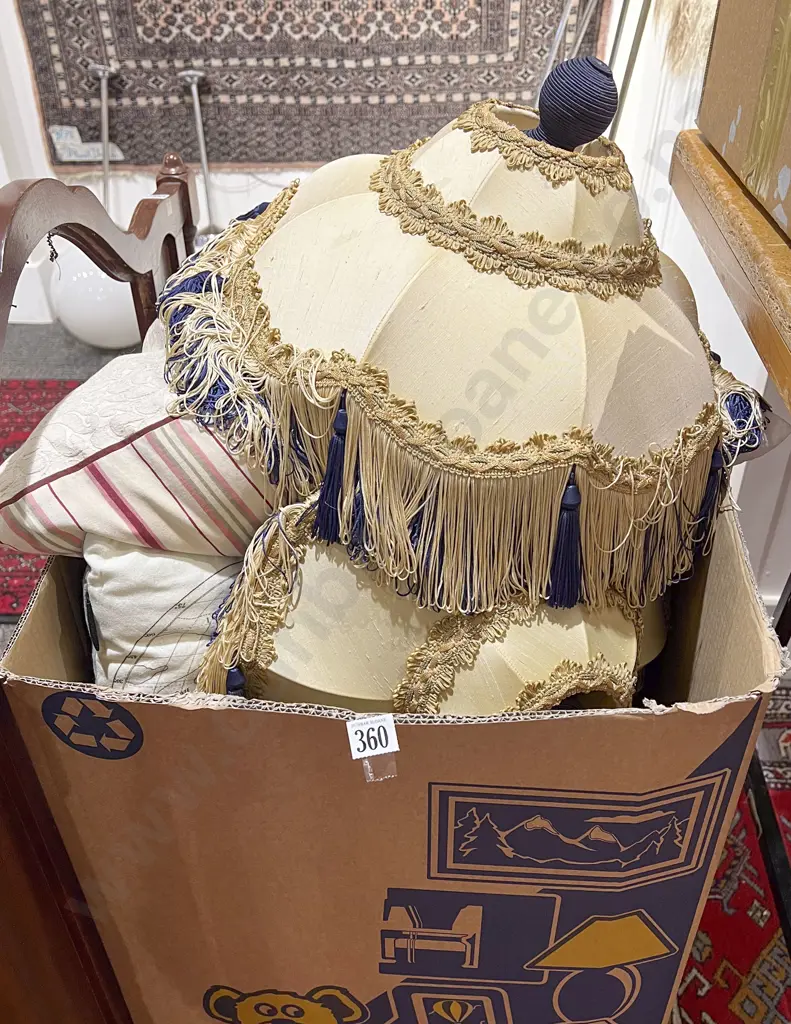 Quantity of Assorted Cushions together with a Pair of Lamp Shades Image 1++
