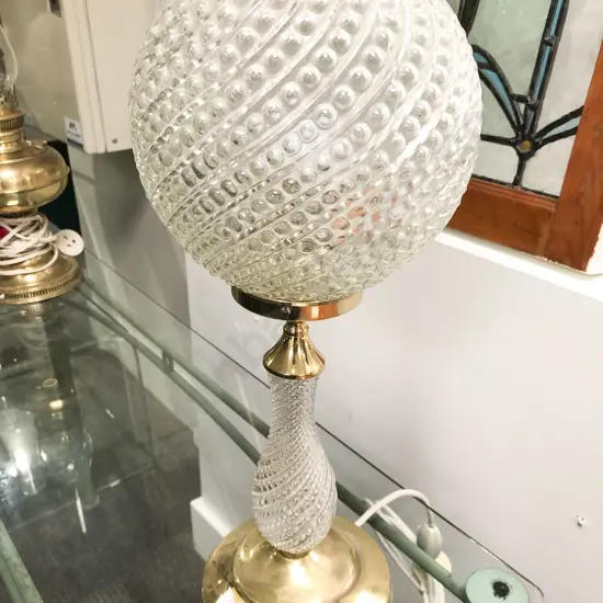 Brass and Pressed Glass Table Lamp
