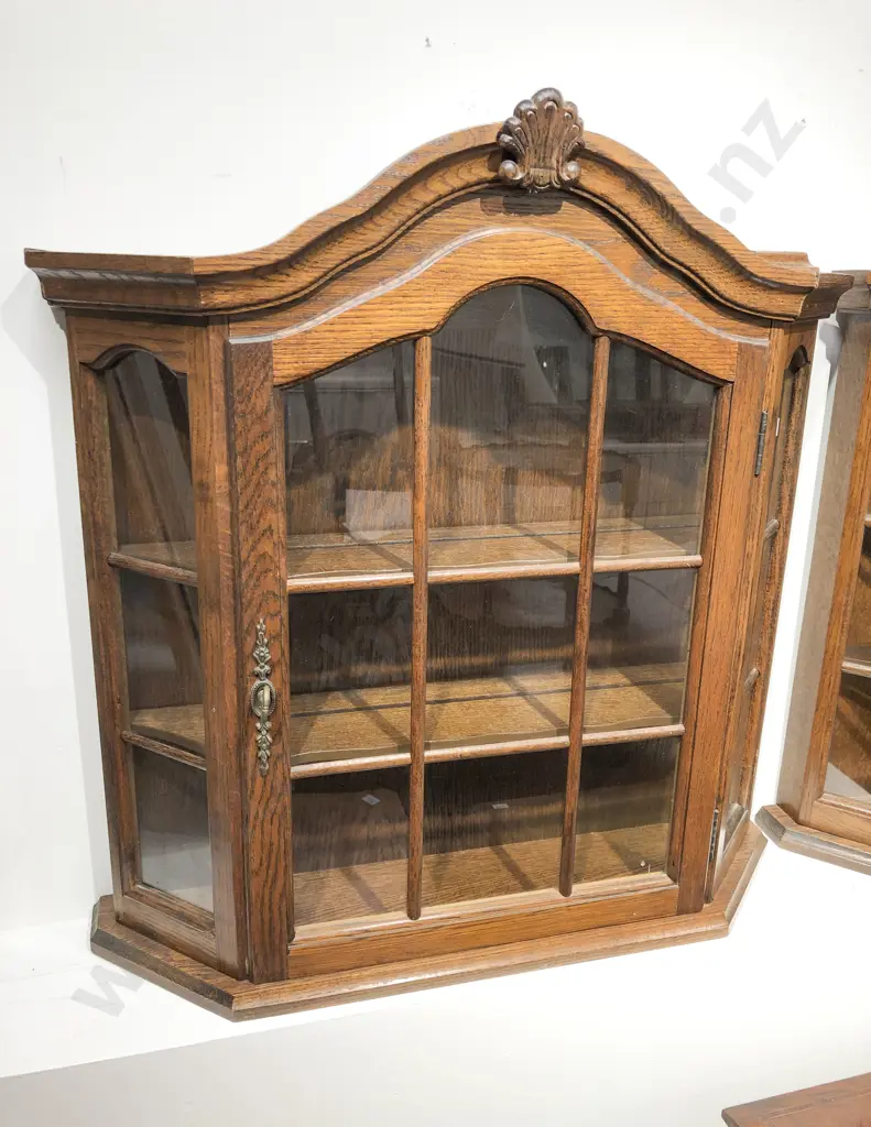Small Glazed Oak Wall Cabinet Image 1++