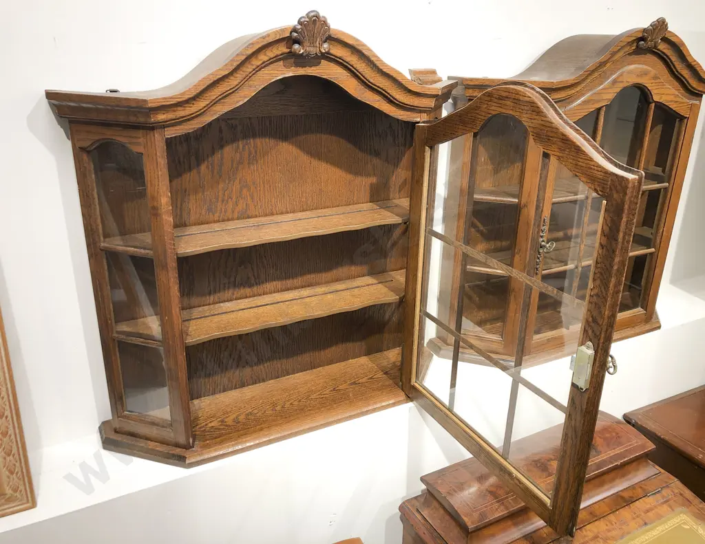 Small Glazed Oak Wall Cabinet Image 1++
