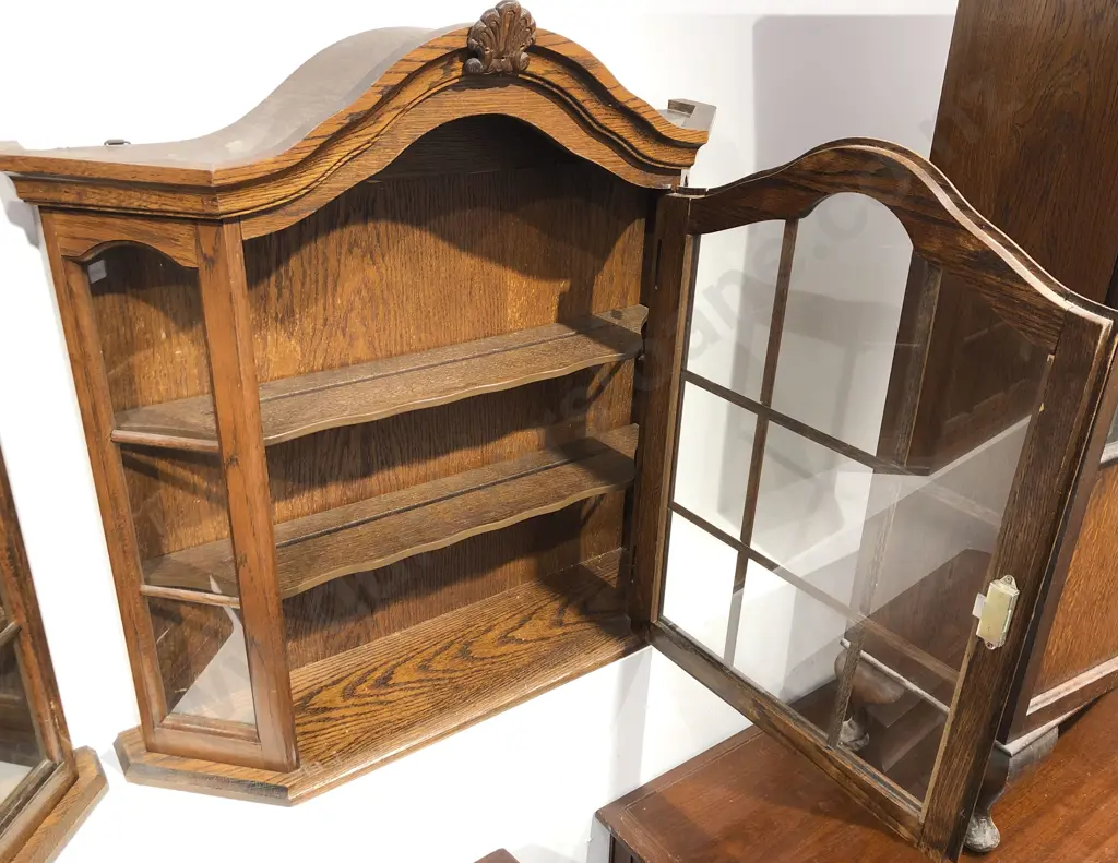 Small Glazed Oak Wall Cabinet Image 1++