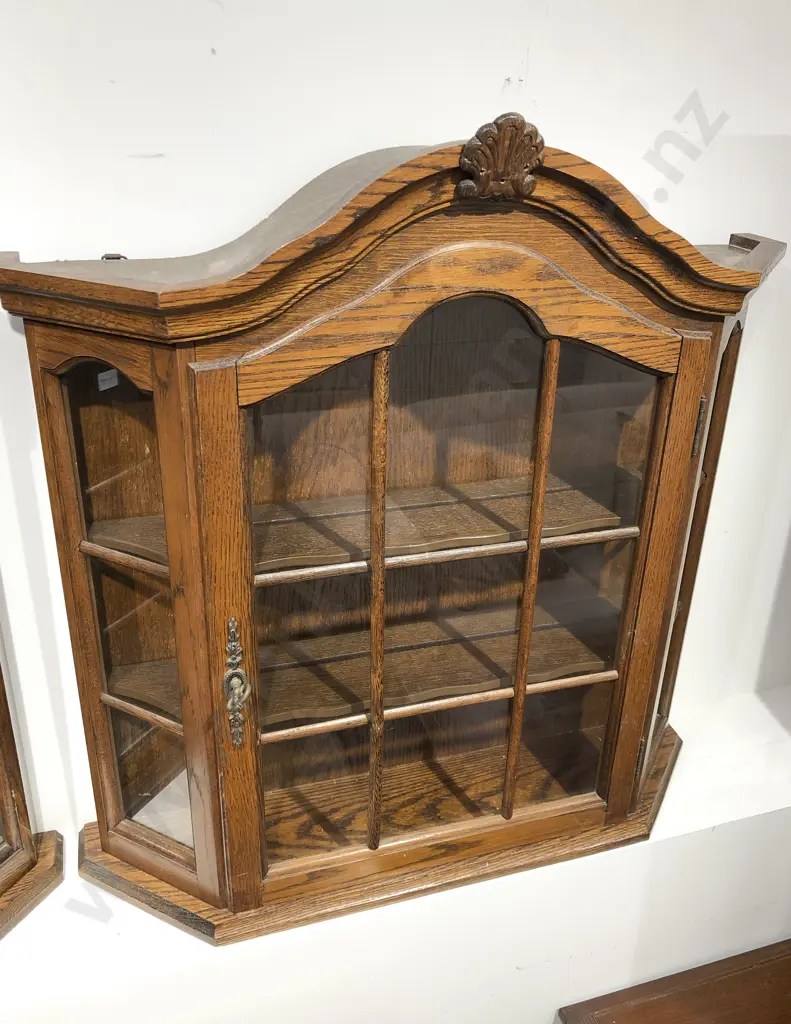 Small Glazed Oak Wall Cabinet Image 1++