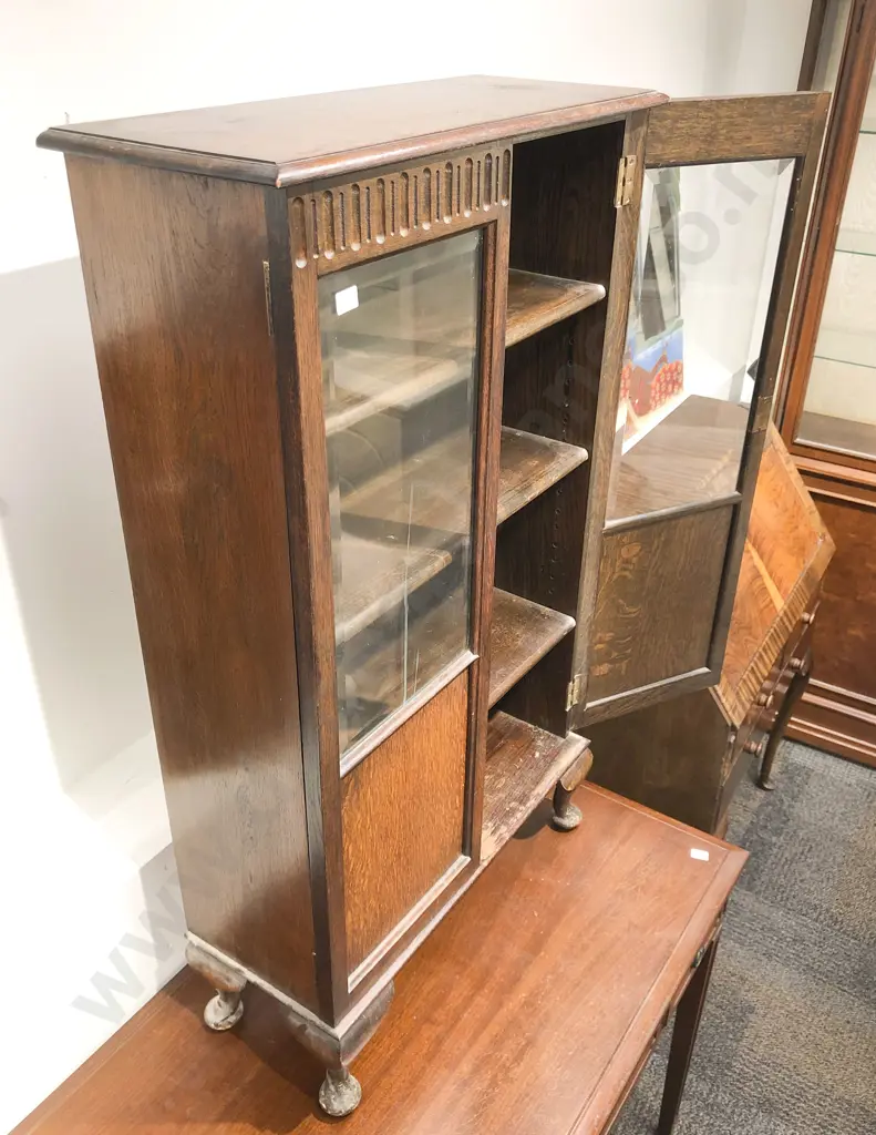 Small Oak Glazed Bookcase Image 1++