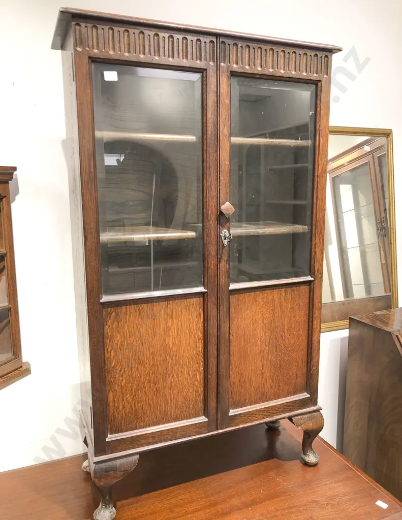 Small Oak Glazed Bookcase Image 1++