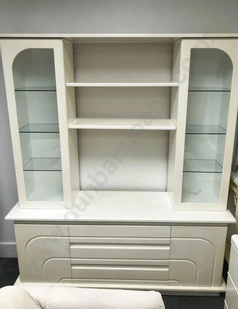 Modern Sideboard with Pair of Glazed Cabinets to Top and Central Shelves Image 1++