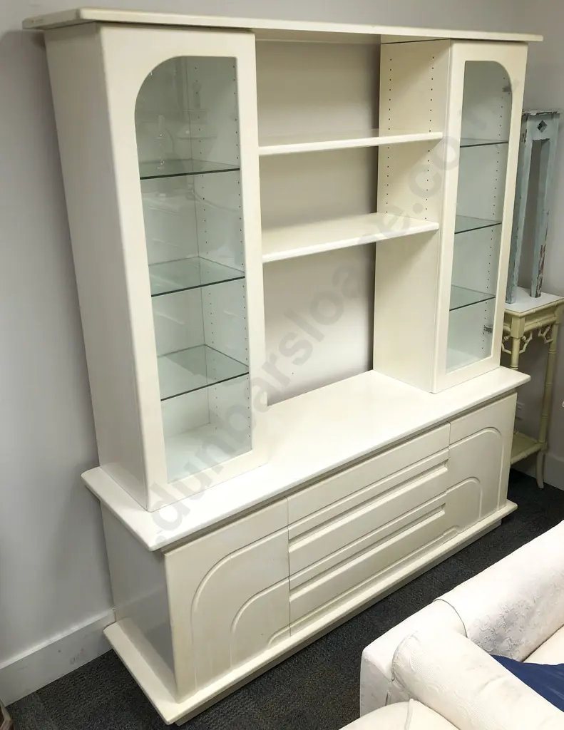 Modern Sideboard with Pair of Glazed Cabinets to Top and Central Shelves Image 1++