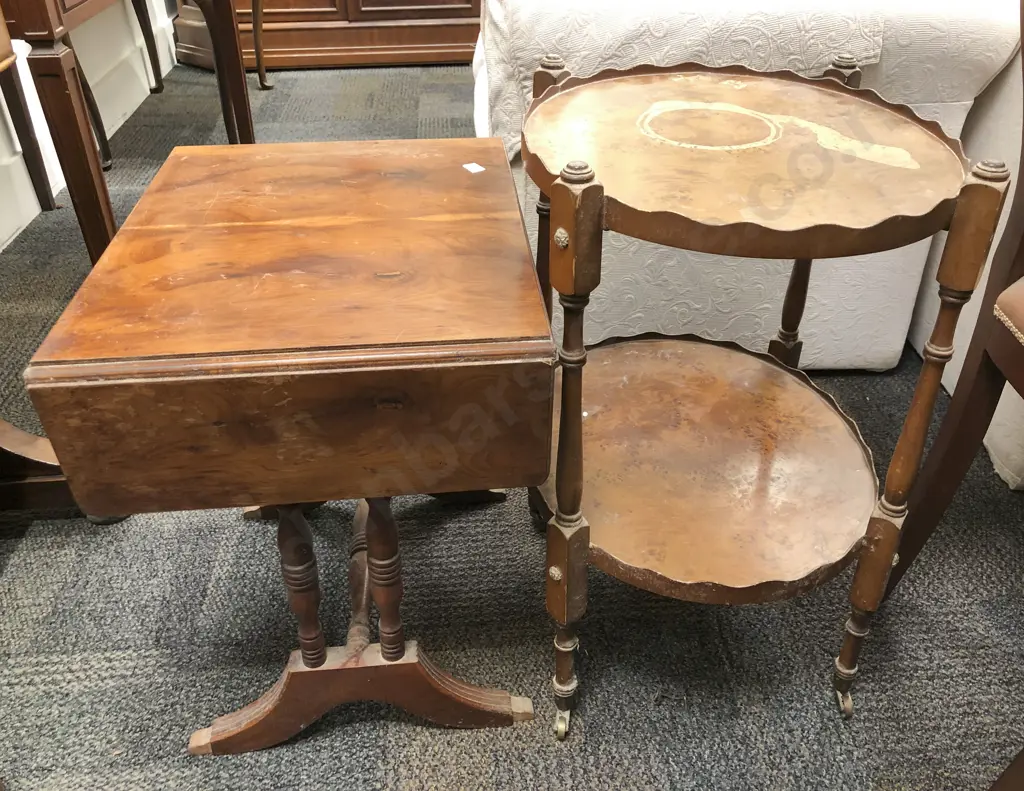 Drop Side Occasional Table with Two Tier Oval Trolley Image 1++