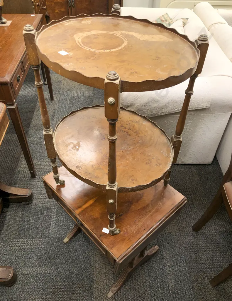 Drop Side Occasional Table with Two Tier Oval Trolley Image 1++