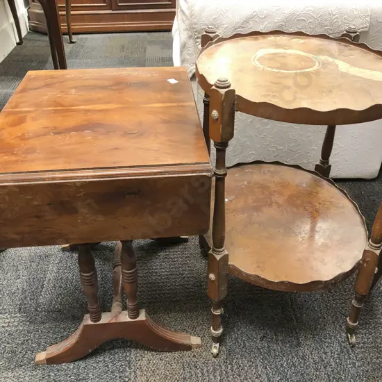 Drop Side Occasional Table with Two Tier Oval Trolley
