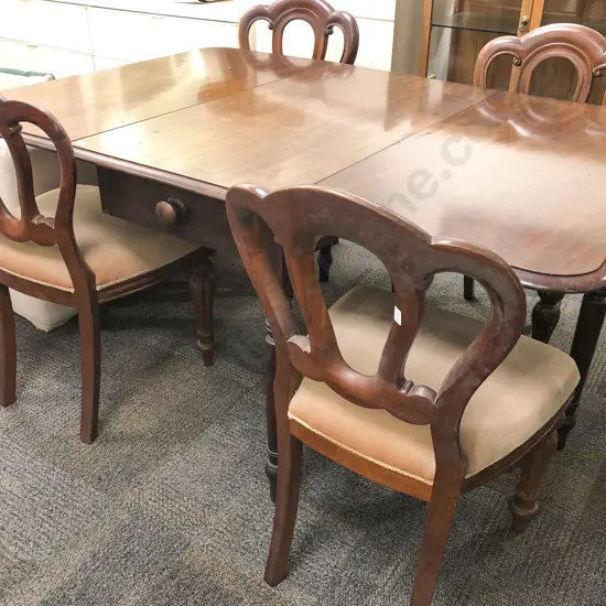 Antique Mahogany Drop Leaf Dining Table with Four Dining Chairs
