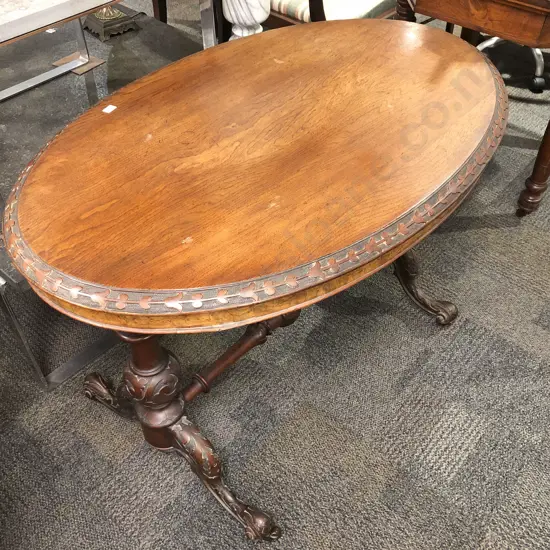 Carved Oak Oval Occasional Table