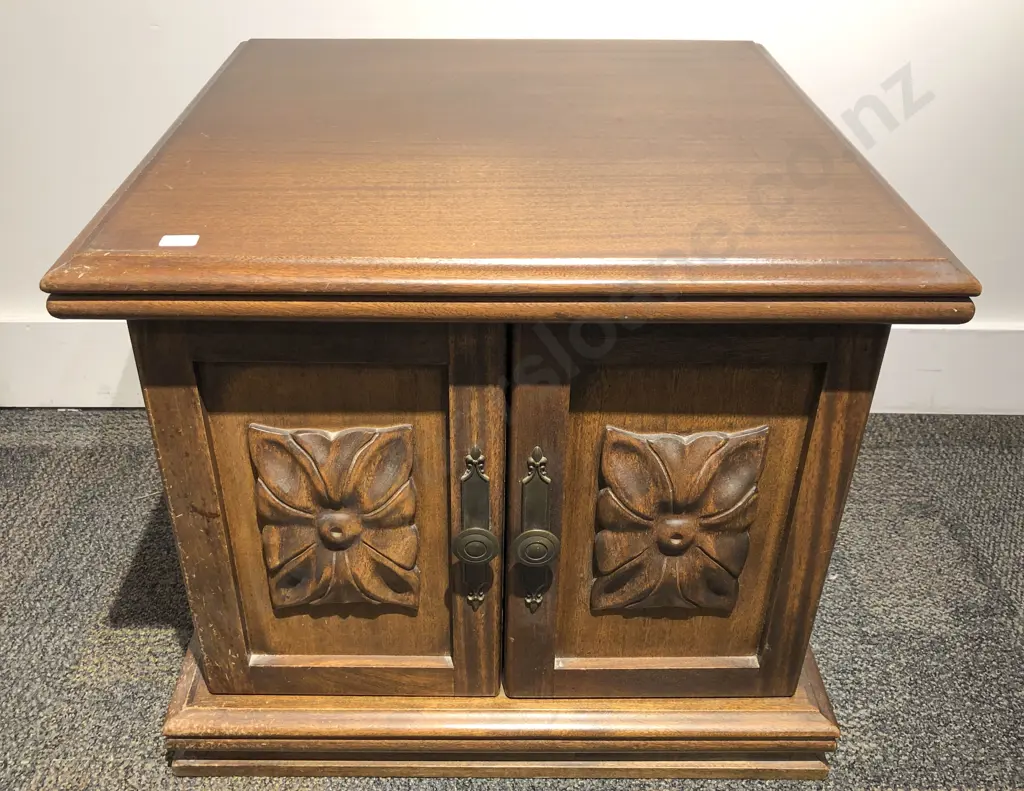 Low Square Mahogany Cabinet Image 1++