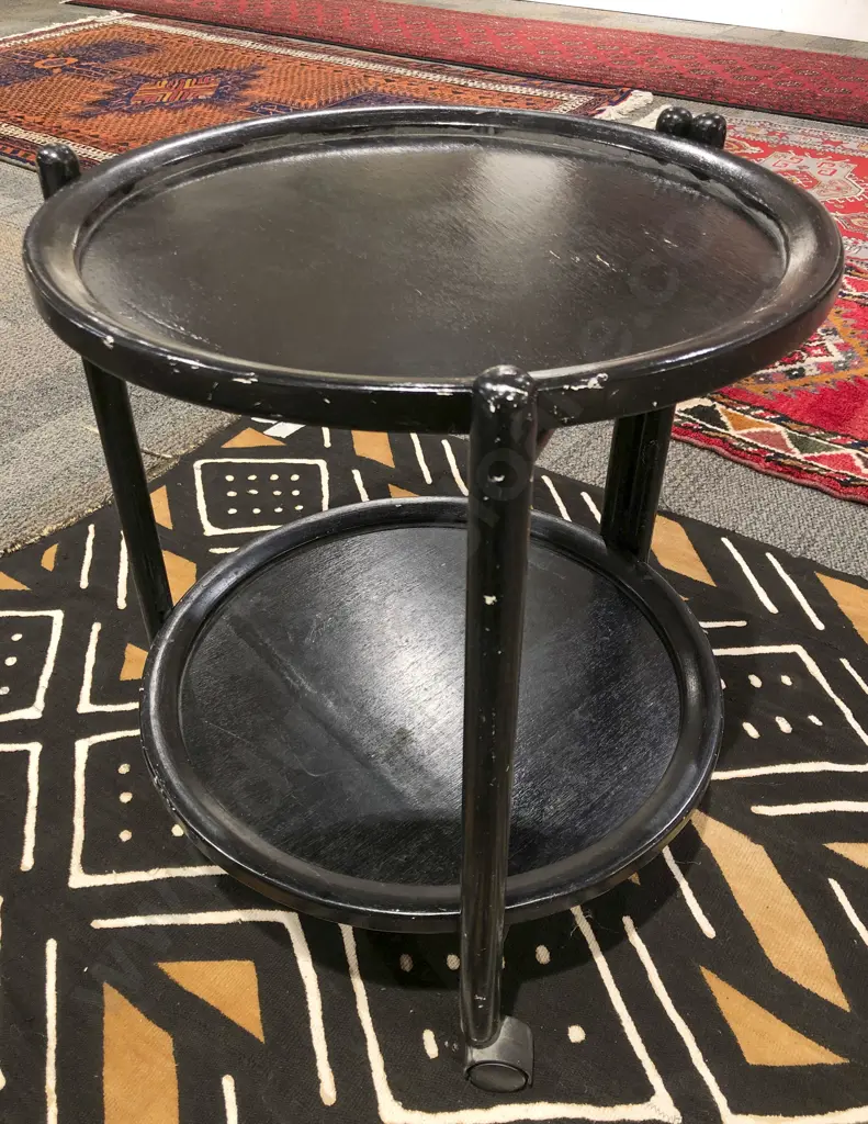 Ebonised Circular Tray Top Trolley Image 1++