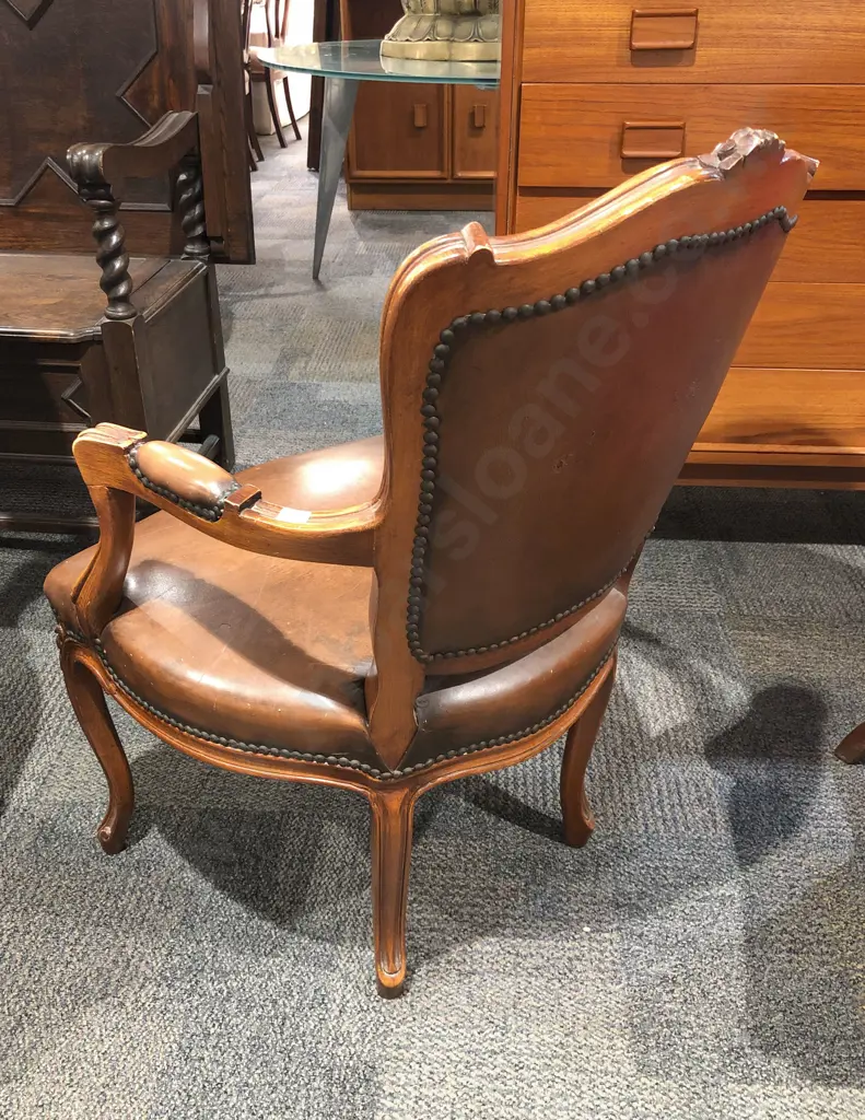 French Style Button Back Arm Chair Image 1++