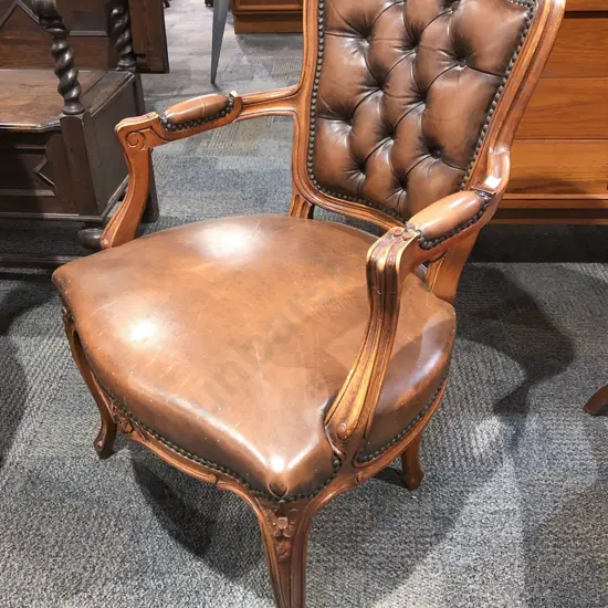 French Style Button Back Arm Chair
