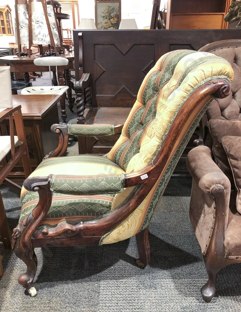 Victorian Roll Back Arm Chair Image 1++