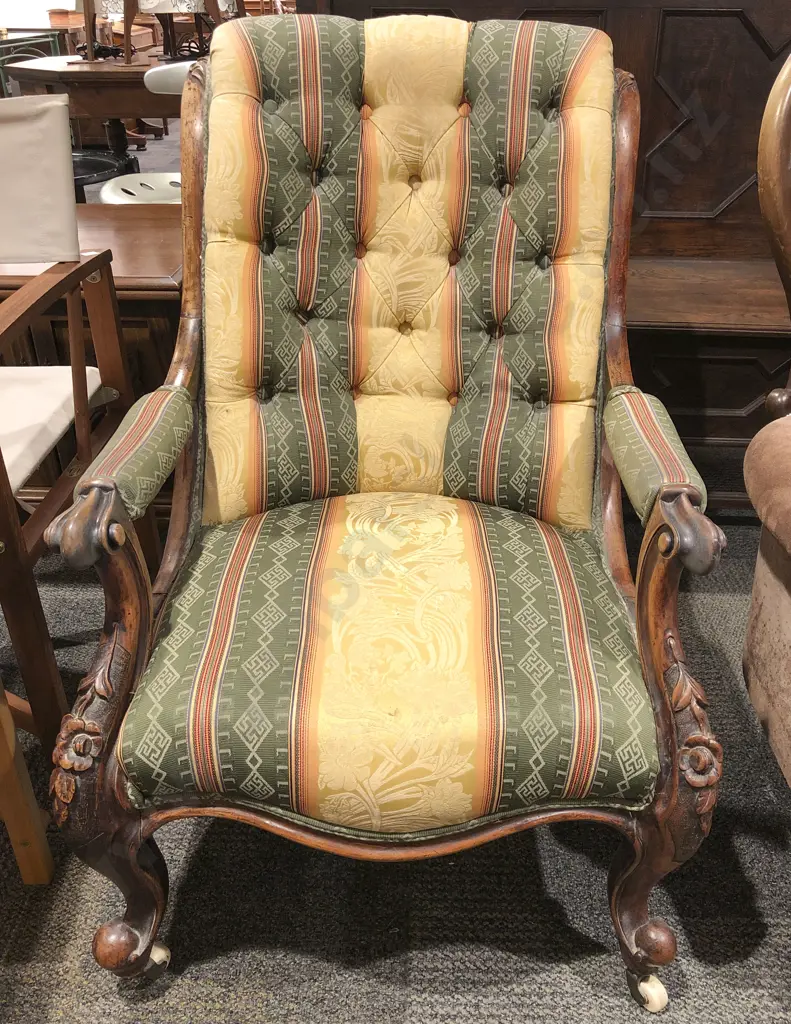 Victorian Roll Back Arm Chair Image 1++
