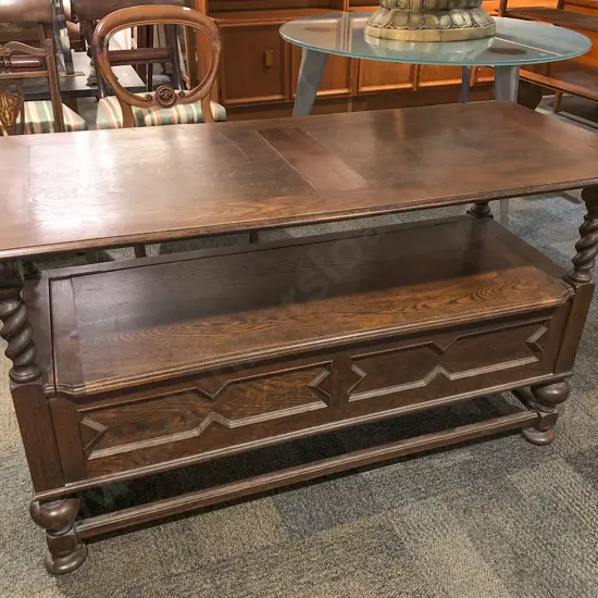 Antique Oak Monks Bench