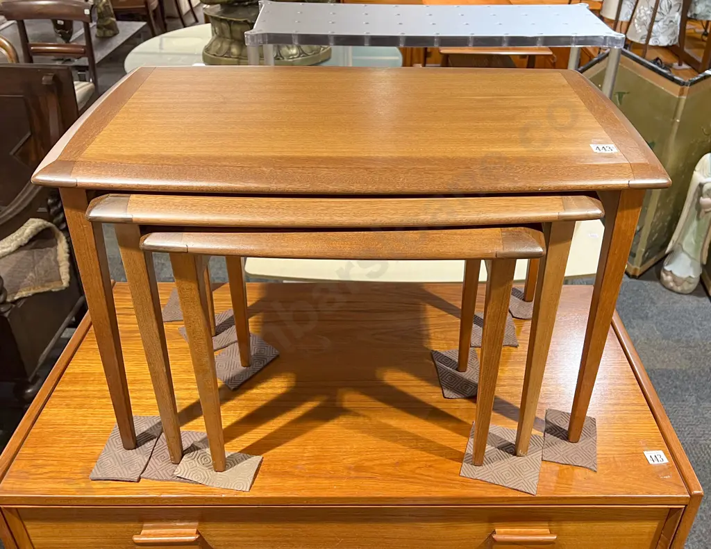 Mid-Century Teak Nest of Three Tables Image 1++