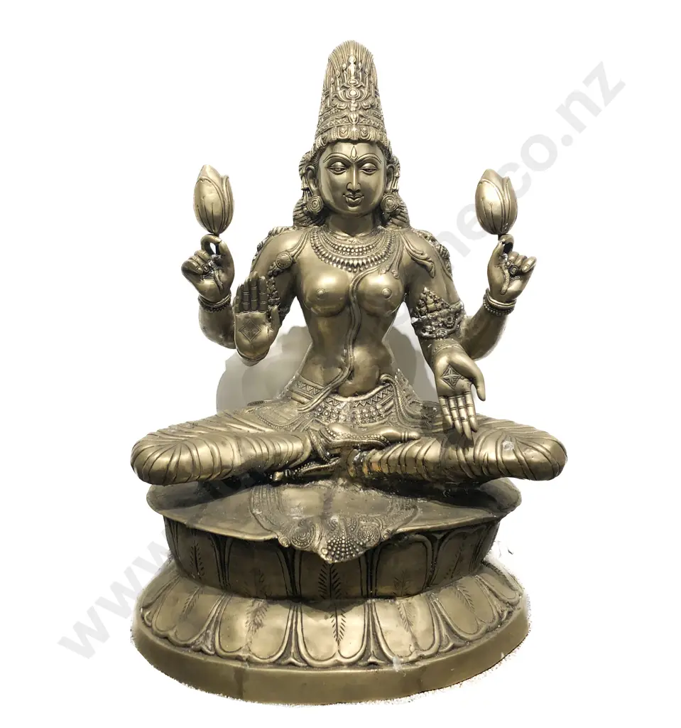 Large Brass Lakshmi Deity Figure Image 1++