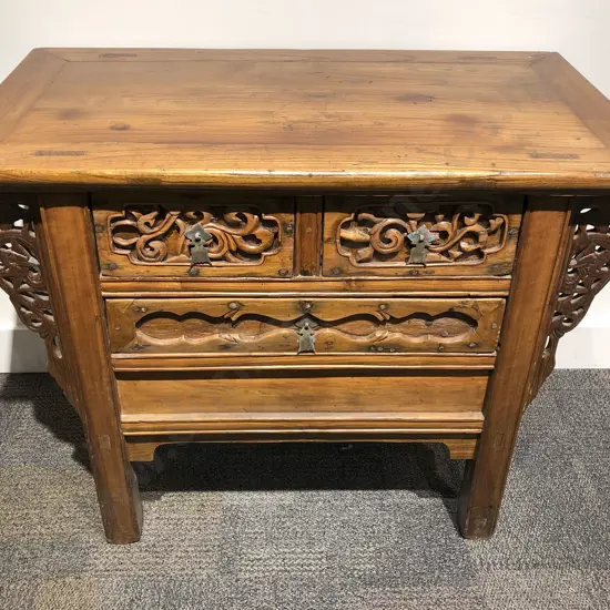 Chinese Elm Hall Or Side Cabinet