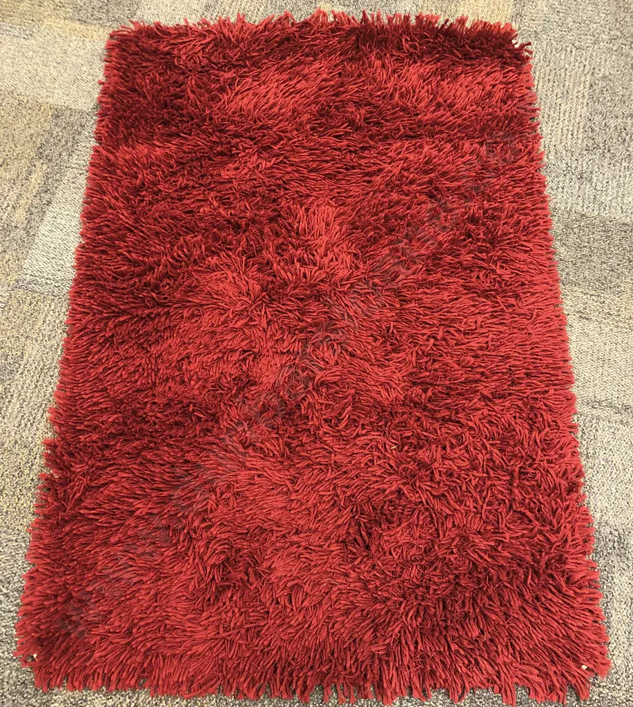Modern Red Shag Pile Rug Image 1++