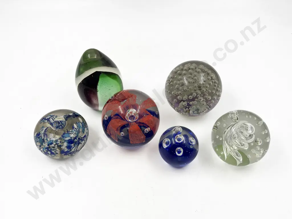 Six Assorted Art Glass Paperweights Image 1++