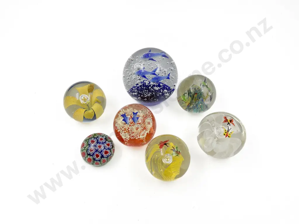 Seven Assorted Art Glass Paperweights Image 1++