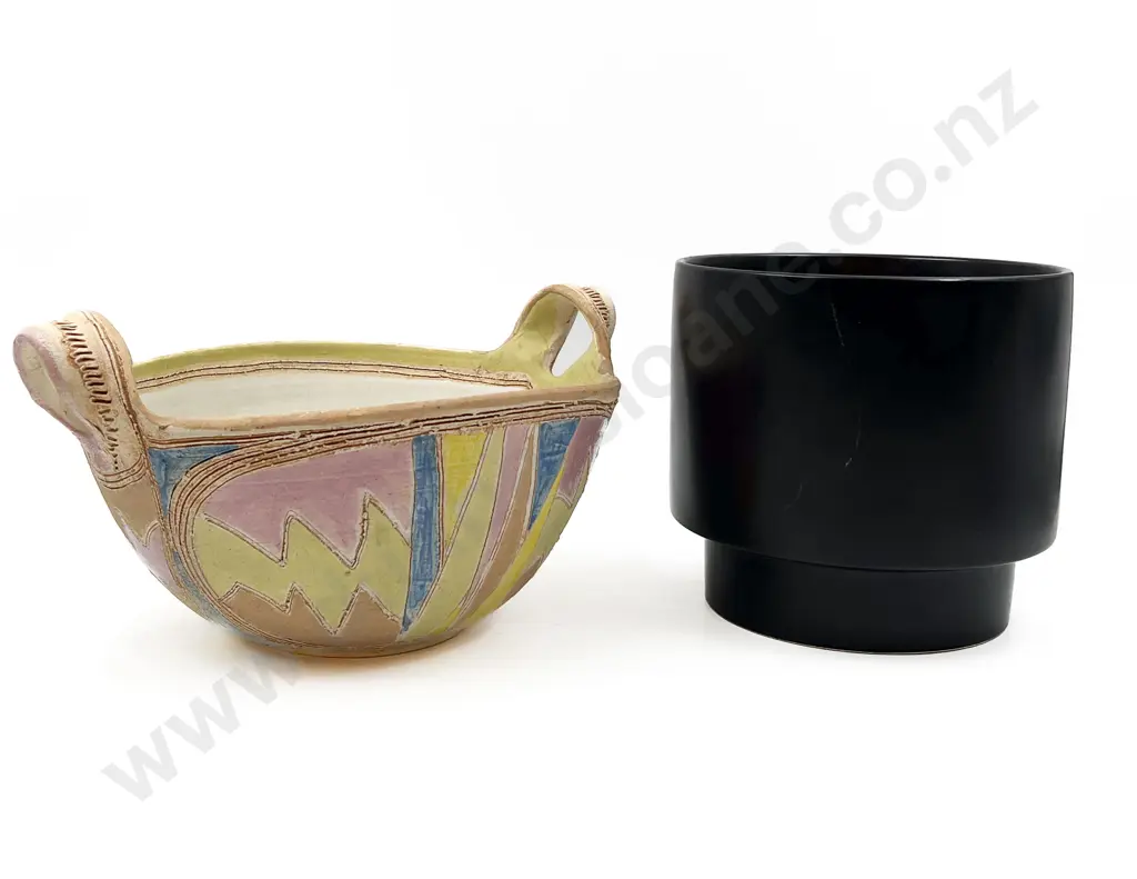 Handled Pottery Bowl together with Planter Image 1++