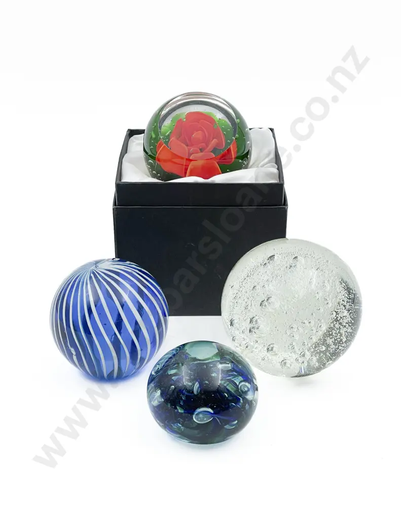 Four Art Glass Paperweights Image 1++