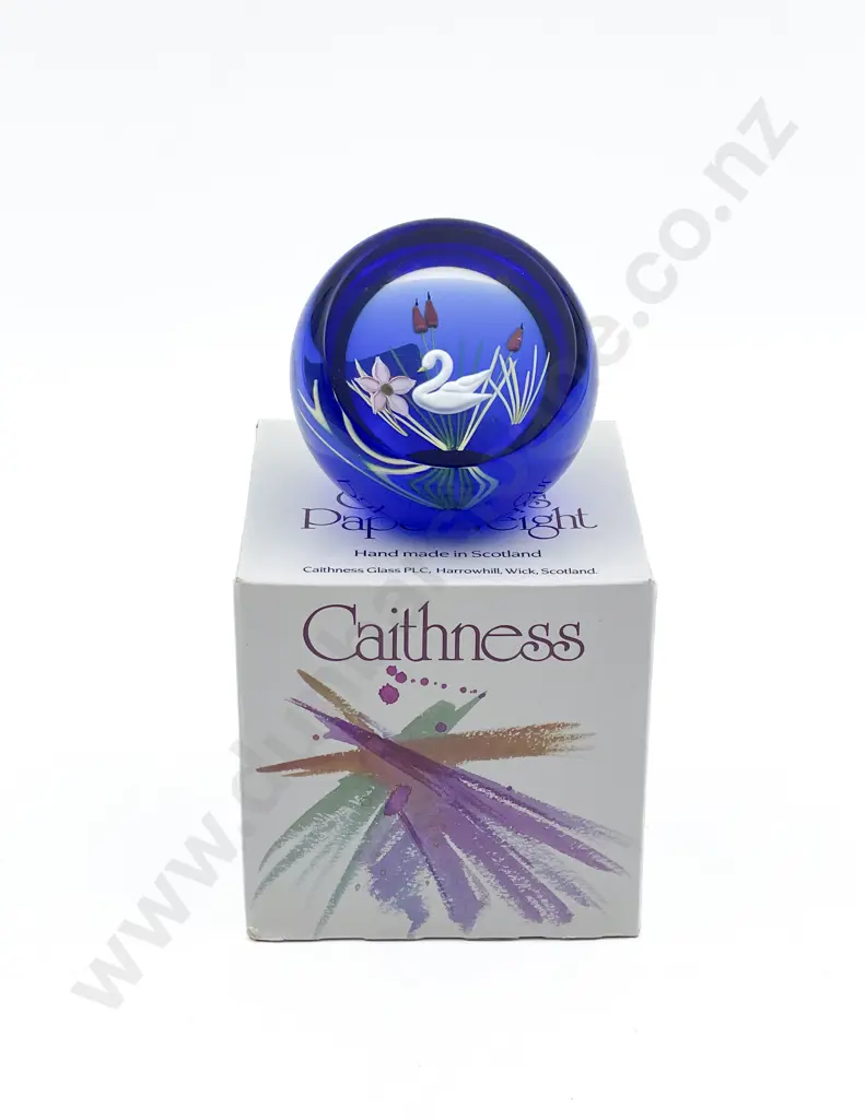 Boxed Caithness Art Glass Paperweight " Swan Lake" Image 1++