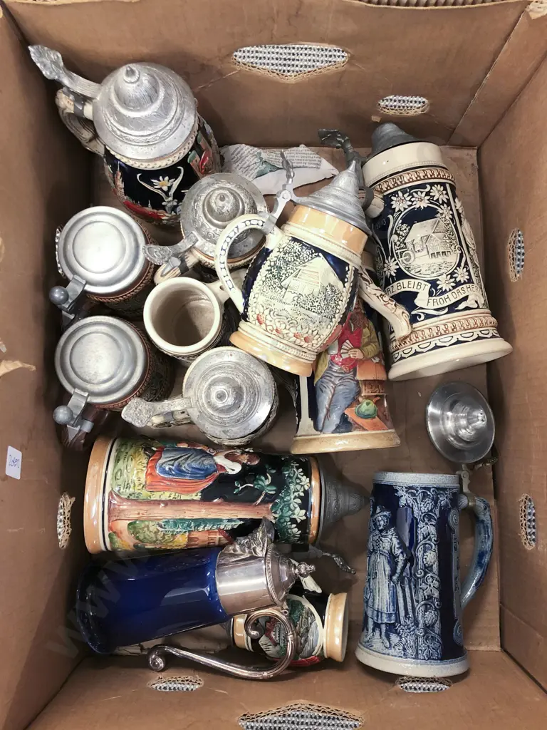 Box of Assorted Beer Steins etc Image 1++