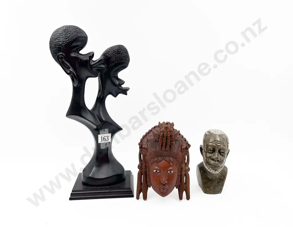 Mid-Century Style African Bust with Two Others Image 1++