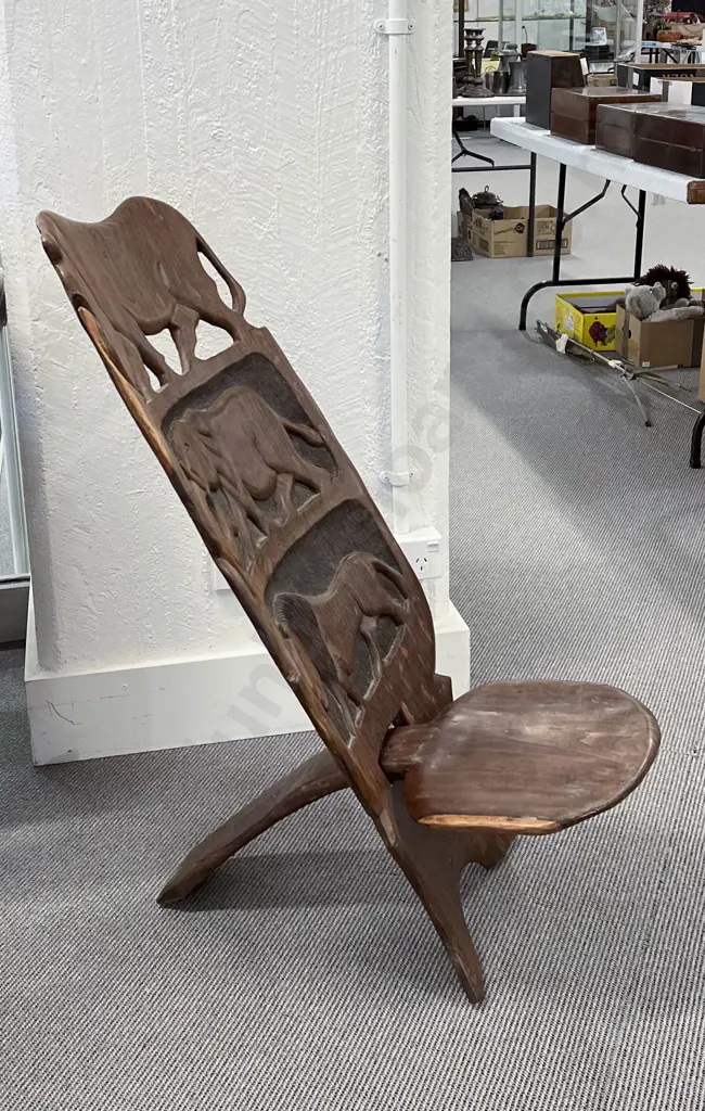 Carved African Hardwood Chair Image 1++