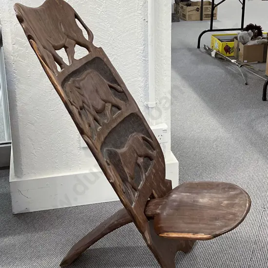 Carved African Hardwood Chair