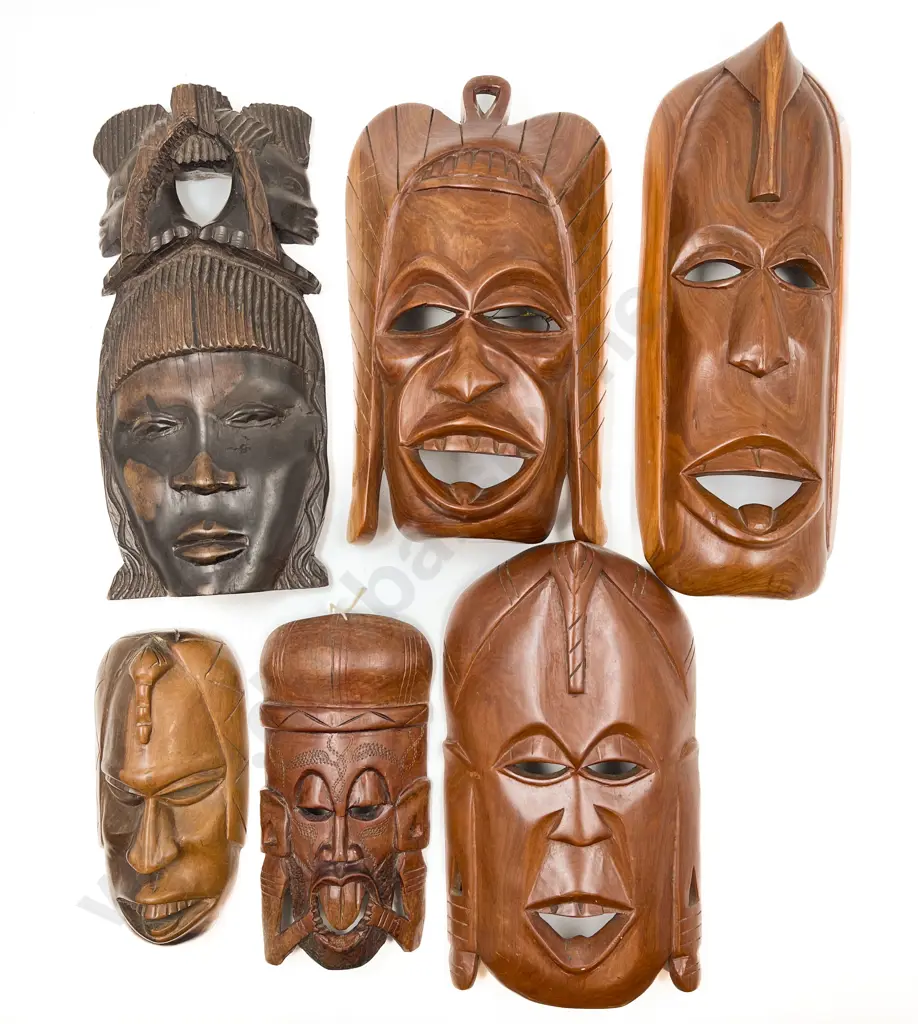 Quantity of Assorted Wood Tribal Masks Image 1++