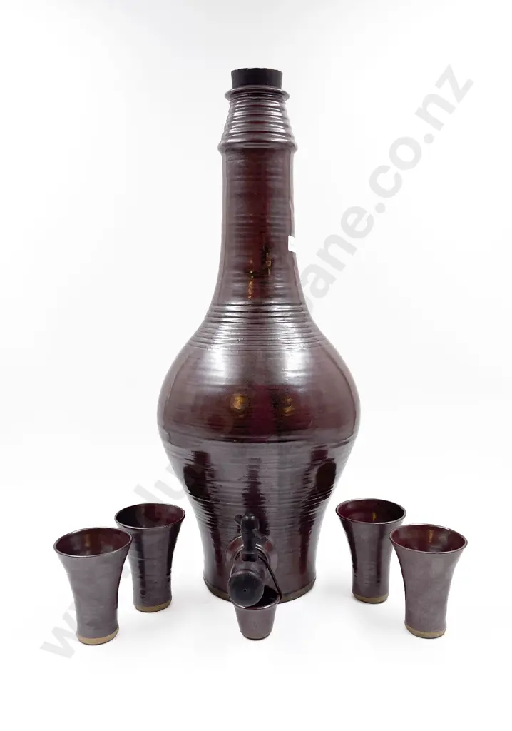 Richard Cadness Water Carafe with Spigot and Four Beakers Image 1++