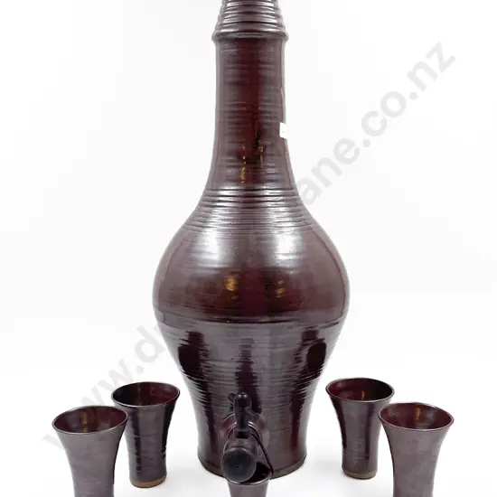 Richard Cadness Water Carafe with Spigot and Four Beakers