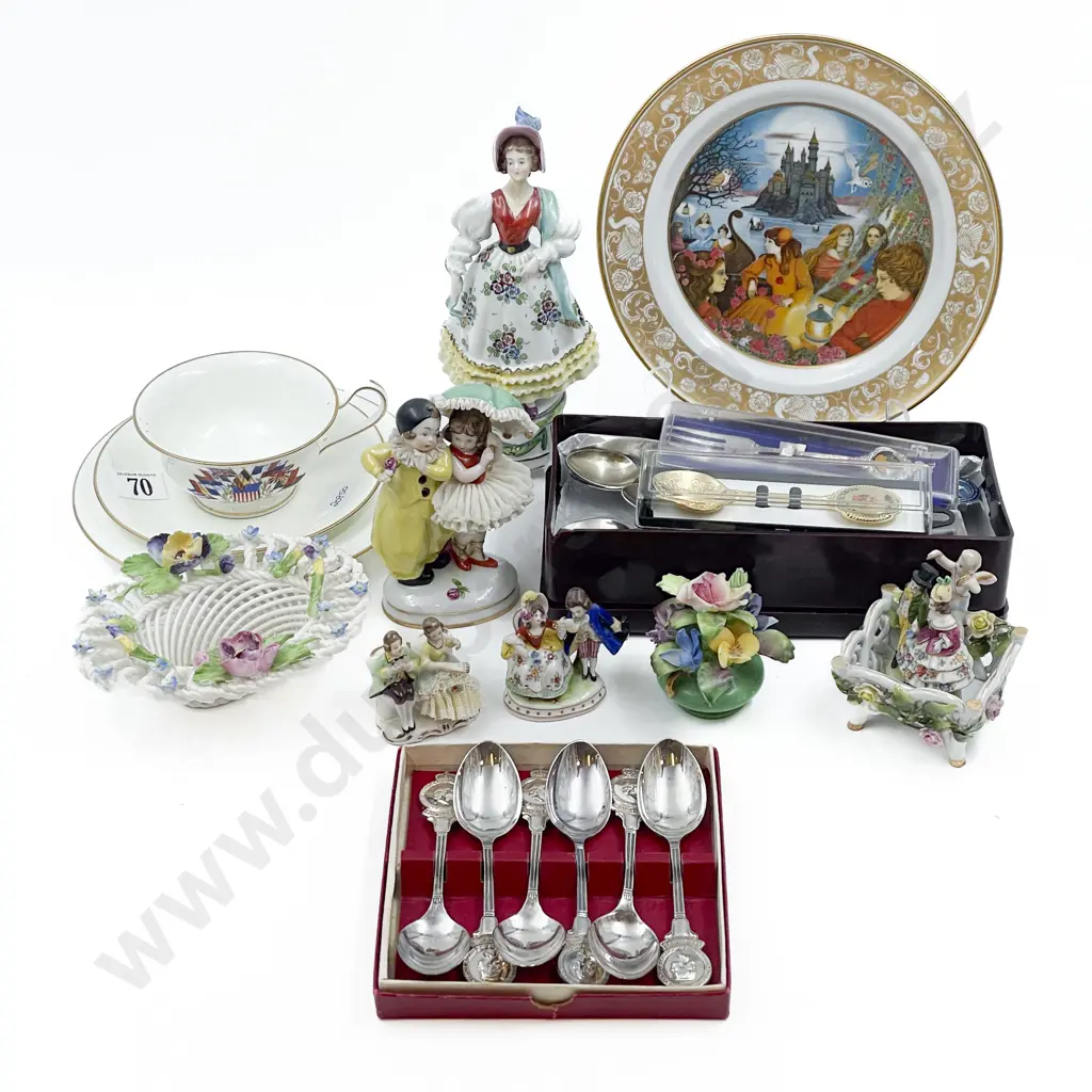 Quantity of Assorted Fancy China Ornaments together with Souvenir Spoons etc Image 1++